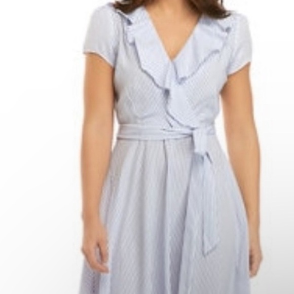 🛍️DN design multi color stripes dress with belt ties and ruffle top size 14 - Picture 11 of 11